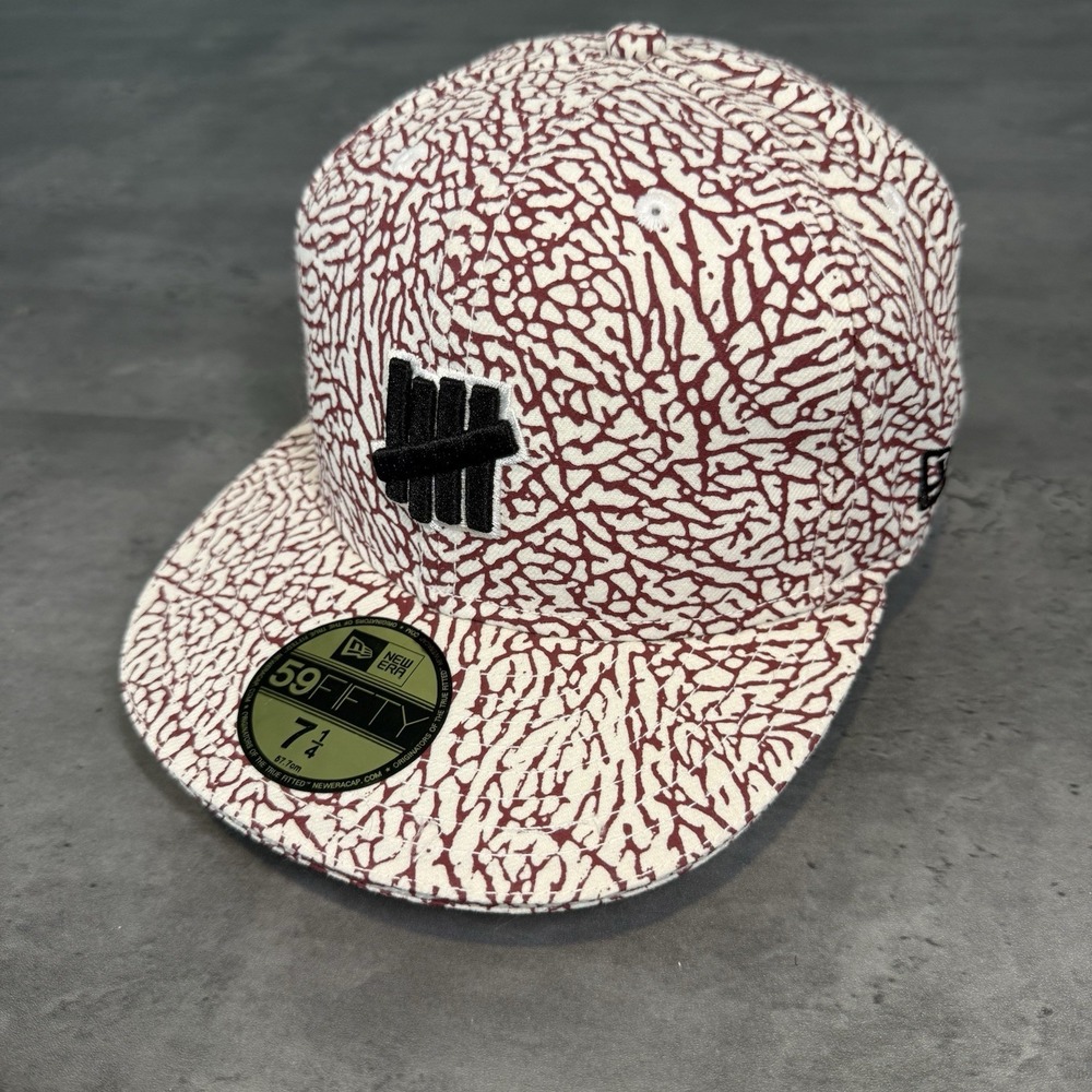 Vintage New Era x Undefeated UNDFTD‎ Hat Elephant Print Gray Wine Red Y2K RARE